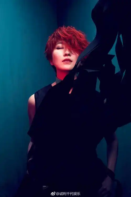 蔡淳佳我是我#态度歌手@蔡淳佳新专辑酷感写真曝光红色短发搭配荷色