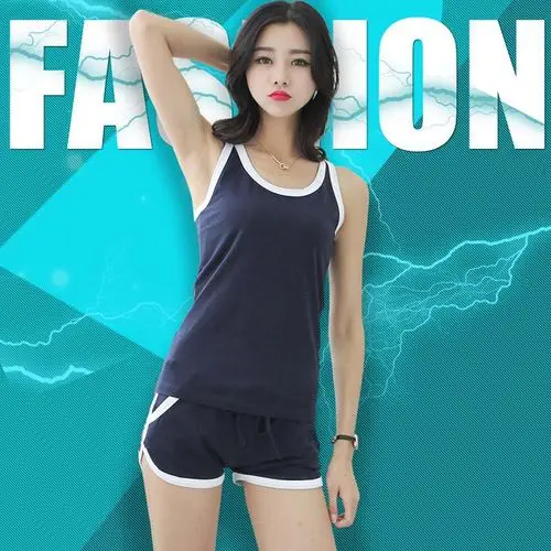 运动背心短裤套装跑步夏季瑜伽纯棉外穿休闲休闲运动套装