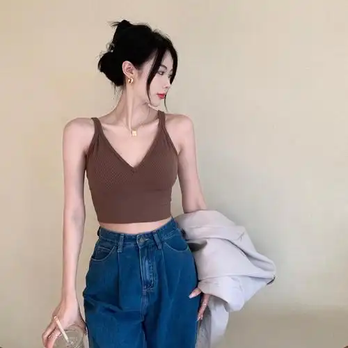 网红小吊带背心女内搭性感春夏带抹胸垫运动美背短款打底上衣外穿