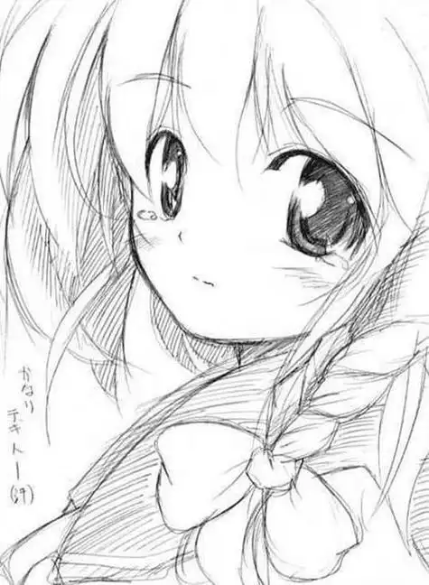 素描动漫女孩简笔画