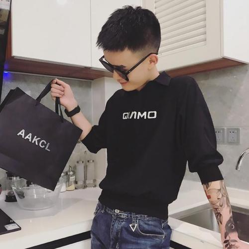 恺吉锐夏季社会小伙短袖衬衫男学生韩版潮流帅气宽松套头痞 q前印花