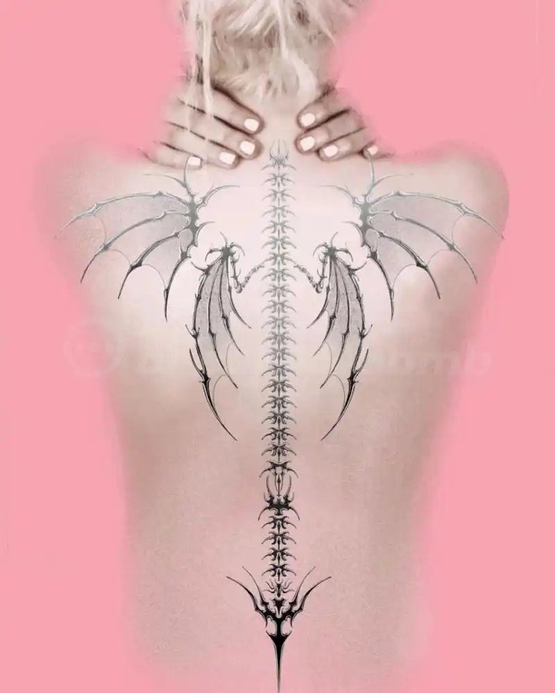 女生后背翅膀纹身|后背纹身 适合新皮肤的女生后背纹身,超级好看90