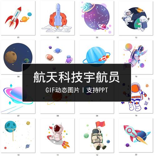航天科技gif动态图片太空宇航员ppt宇宙星球行星轨迹火箭素材