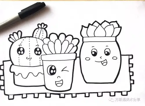 宏润小学二年级美术课—画多肉植物