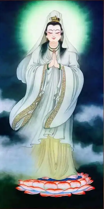 定制合掌观音菩萨莲花画像112 观世音大士图片 相纸双面塑封