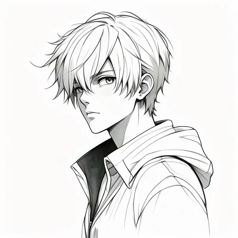 黑白素描男生头像,高冷帅气90