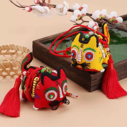 端午挂件手工缝制五毒布老虎刺绣小老虎中国风民间工艺品非遗diy