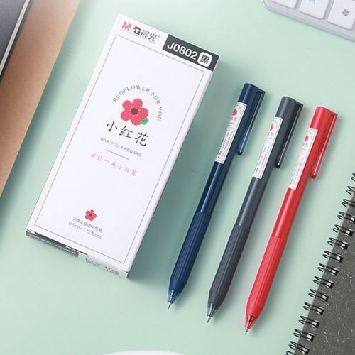 晨光小红花j0802按动中性笔易烊千玺同款黑色0.5子弹头刷题笔水笔