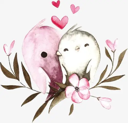 手绘水彩小鸟免抠图