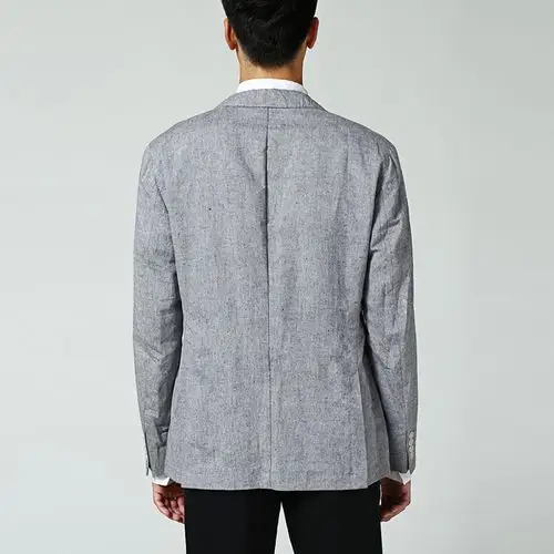 hugo boss烟灰色亚麻男士西服单衣外套