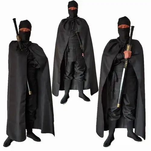 卡德迪古装蒙面服 刺客服夜行衣忍者男女黑衣人武侠盗贼勇士演出服