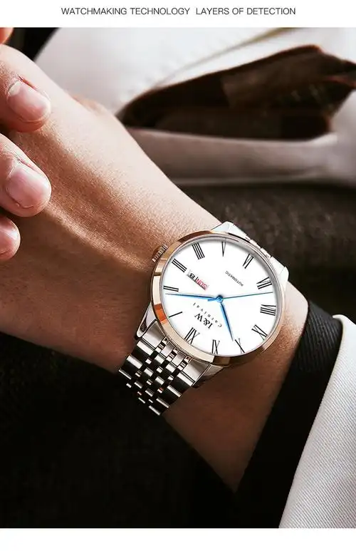 【明星苏有朋代言】瑞士品牌i&w手表男机械表钢带双日历全自动机械