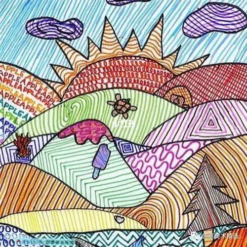 线条风景儿童画绘画| 线条是绘画的灵魂,带孩子走进线描装饰画的世界