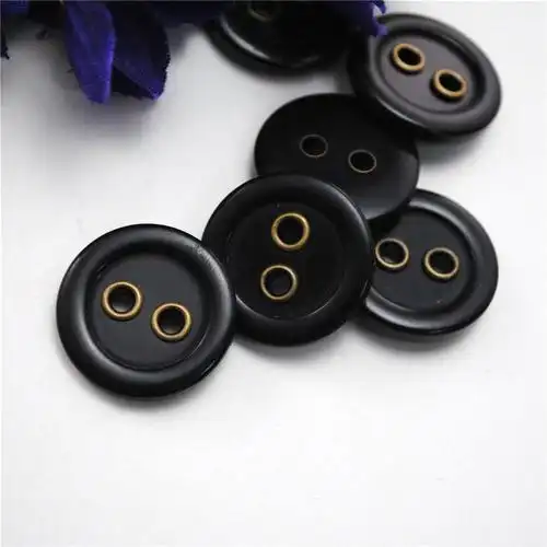 供应黑色两眼西装扣衬衫扣 汽眼树脂纽扣 diy制作钮扣