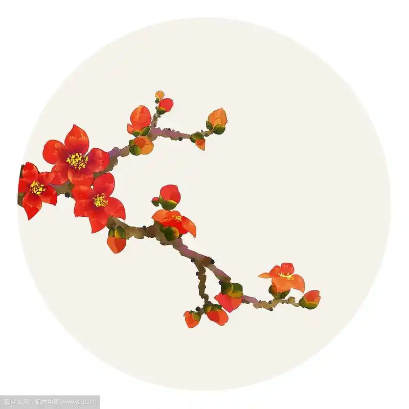 水彩花草插画 木棉花