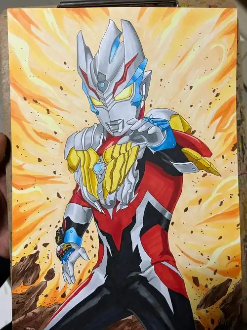 马克笔手绘令迦奥特曼全过程