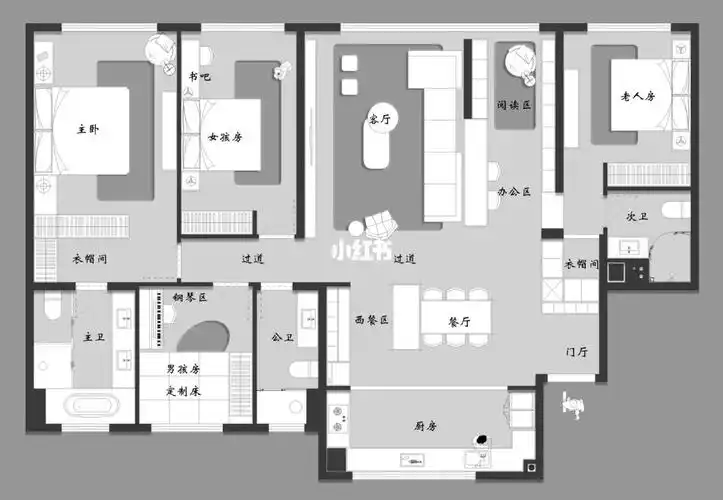 高新云墅一期:200平户型平面设计方案97