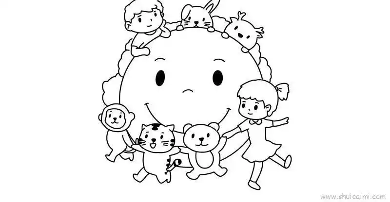 和谐自然关爱动物简笔画