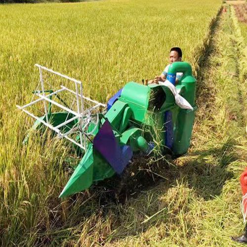 多功能迷你联合收割机水稻小麦收割机履带式稻麦收割机自动装袋 稻麦