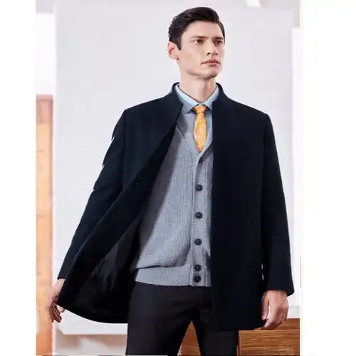 柒牌男装秋冬新款男士风衣时尚休闲中长款毛呢大衣商务呢子外套