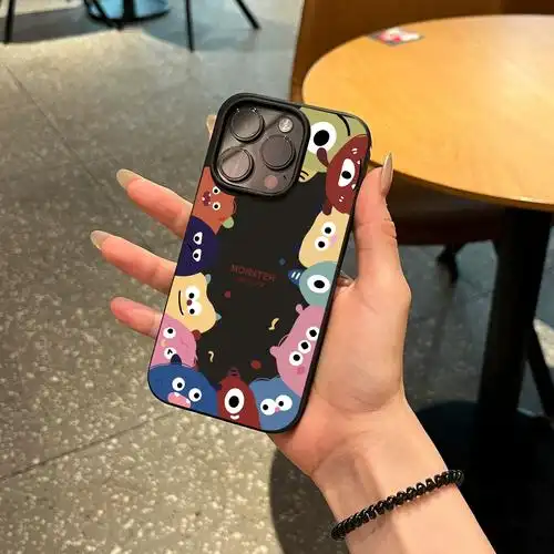 爆款卡通小怪兽黑色磨砂适用iphone15promax手机壳新款14pro小众13