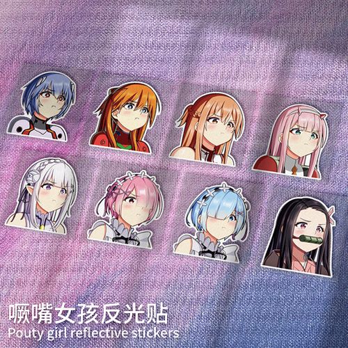 eva动漫车贴电动车摩托车电瓶车机车贴纸防水防晒反光贴嘟嘴女孩