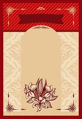 红色纹理简约花朵婚庆婚礼婚宴菜单背景