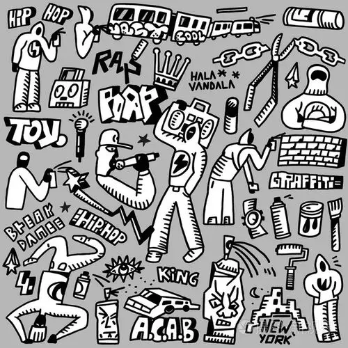 说唱乐,嘻哈,涂鸦-涂鸦集插画-正版商用图片1g2m0r-摄图新视界