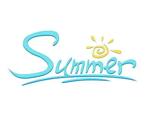 蓝色summer英文手写艺术字夏天英文