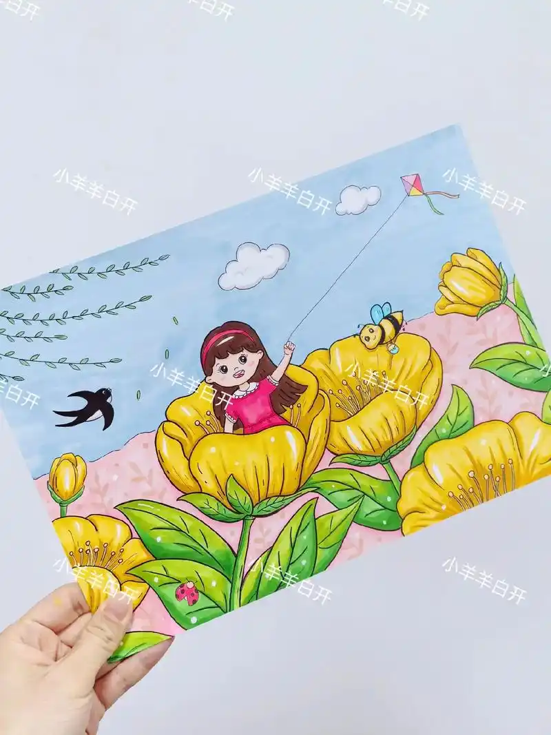 春天主题画.春回大地,万物复苏.柳树99长出了嫩芽,小草91 - 抖音