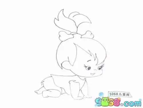 可爱简笔画趴在地上