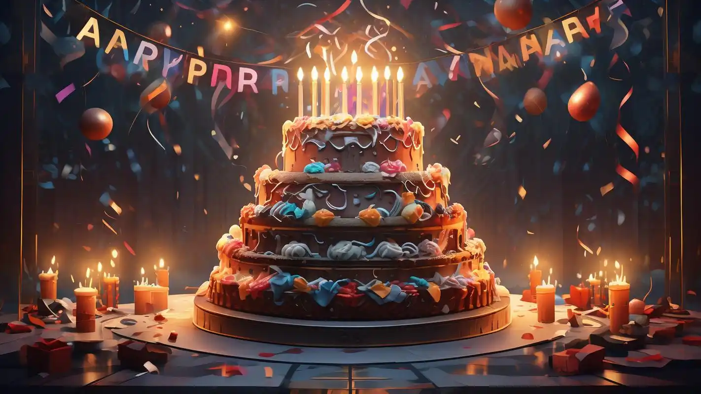 98超酷的生日电视投屏蛋糕背景图78 老铁们,生日派对想要更酷炫?