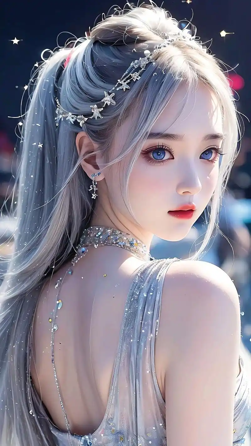 银发女孩好青春靓丽非常美呀是漂亮的姐姐没错了