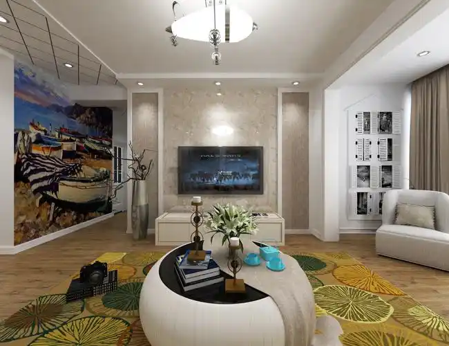 96平大小客厅三居现代_装修效果图-信用家装修网