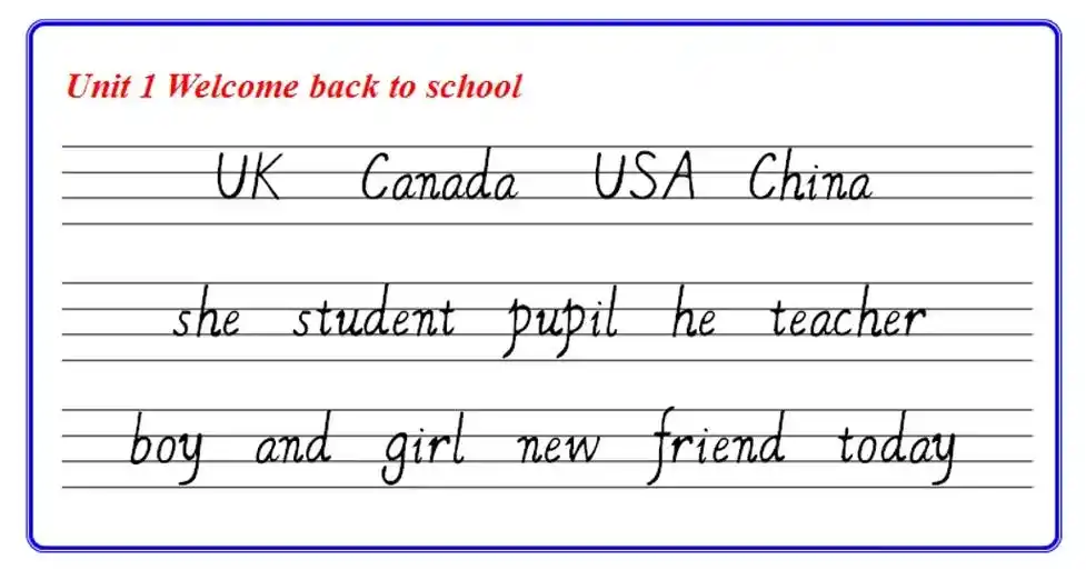 三年级下册英语单词标准手写体 #知识创作人 #知识分享 #每 - 抖音