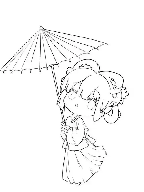 夏日冰橘饮汉服萌版插画