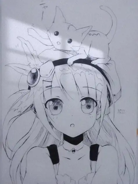 庄周可爱二次元素描简笔画手绘 线稿 二次元 女孩动漫二次元少女素描