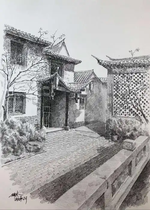 云南红河石屏古城 素描