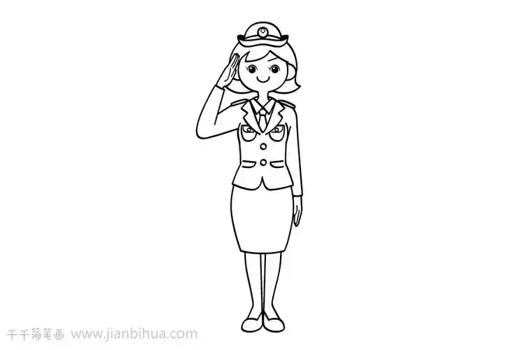 女警官简笔画画法