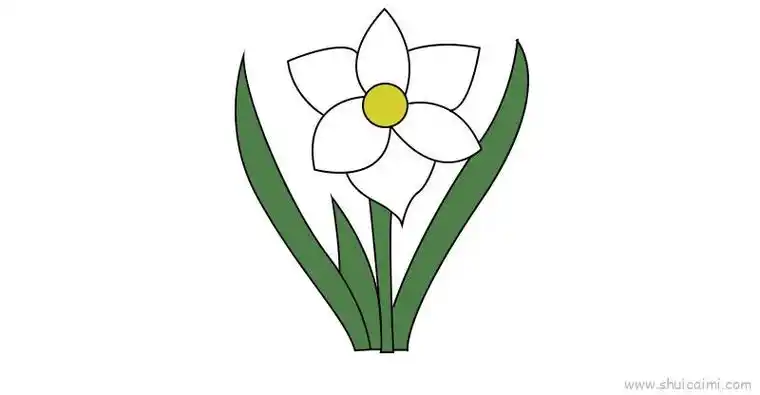 水仙花教程儿童画怎么画 水仙花教程简笔画顺序 - 水彩迷