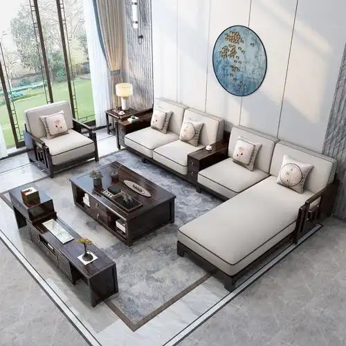 月影梳桐新中式实木沙发现代简约禅意新中式家具黑檀轻奢沙发