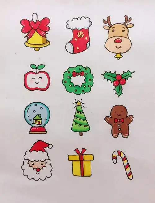 可爱的圣诞节简笔画小手帐素材