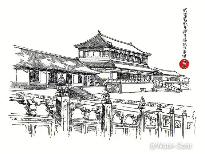 " #钢笔建筑速写  #建筑手绘  #故宫  #落日黄昏  #故宫写真