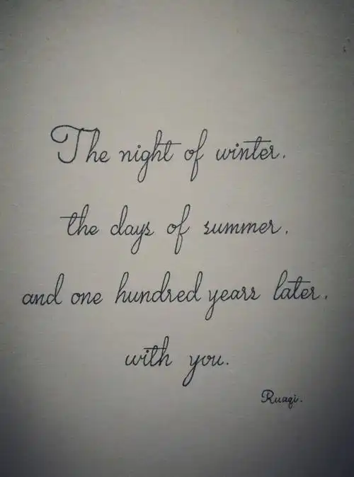 『冬之夜,夏之日,百岁之后,归於其室』 花体 文字 句子 翻译 英文