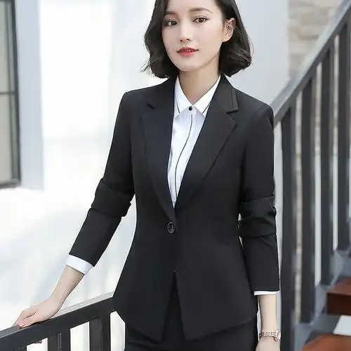 秋冬职业装女装套装2019休闲小西装女士中长款修身职业西服套装