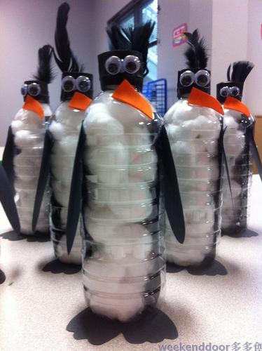 手工塑料瓶小动物 旧物利用 废物利用 企鹅 纯手工制作 幼儿园