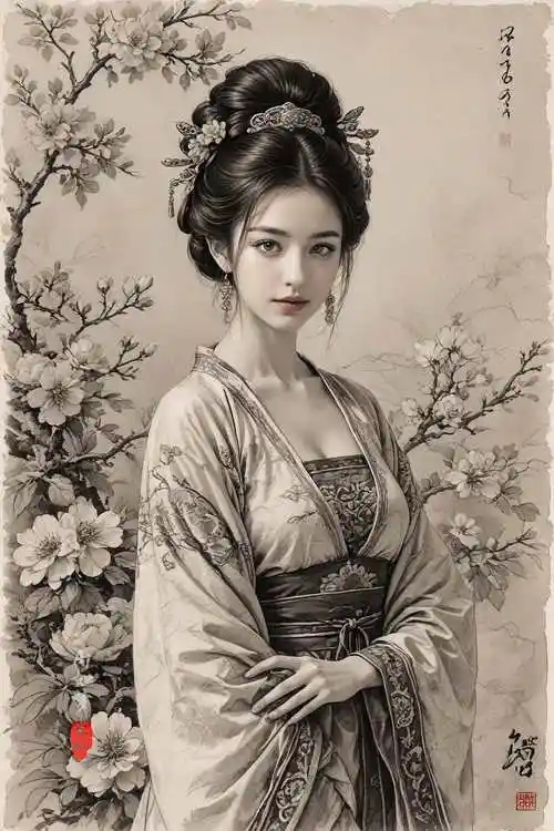 古风素描《红尘共渡意中人》高清组图