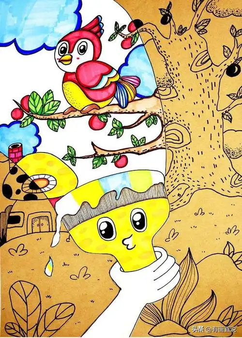 少儿画画图片大全,少儿绘画简单易学儿童画(28张~创意美术儿童范画,很