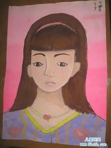 儿童人物肖像水粉画图片漂亮的阿姨