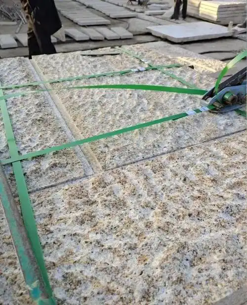 山东黄金麻荔枝面火烧板光面地铺及外墙干挂石材加工